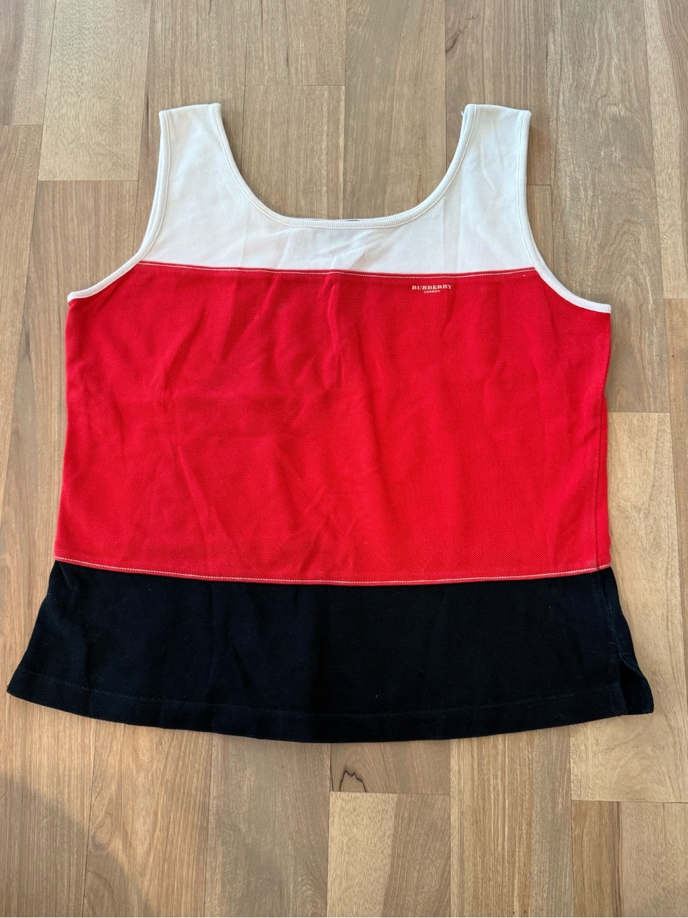 Burberry Red White Black Colorblock Tank